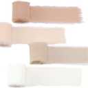 Handmade Fringe Chiffon Silk-Like Ribbon 1.5" x 3Yd Sand Color Shade Ribbons Sample Swatch Chart for Wedding Invitations, Bouquets, Gift Wrapping(Nude/Cream/Sand/Ivory)