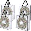 4 Pack Wreath Storage Bag, 26 Inches 90 L Wreath Storage Container, Reinforced Handles & Smooth Zippers, Foldable Large Storage Bags for Christmas/Seasonal Wreaths, Clothing, Bedding, Blankets, Toys