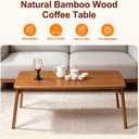 Japanese Folding Coffee Table, Mid Century Modern Bamboo Tatami Low Table, Portable Space-Saving Floor Table for Sitting on the Floor, Small Space Living Room Bedroom