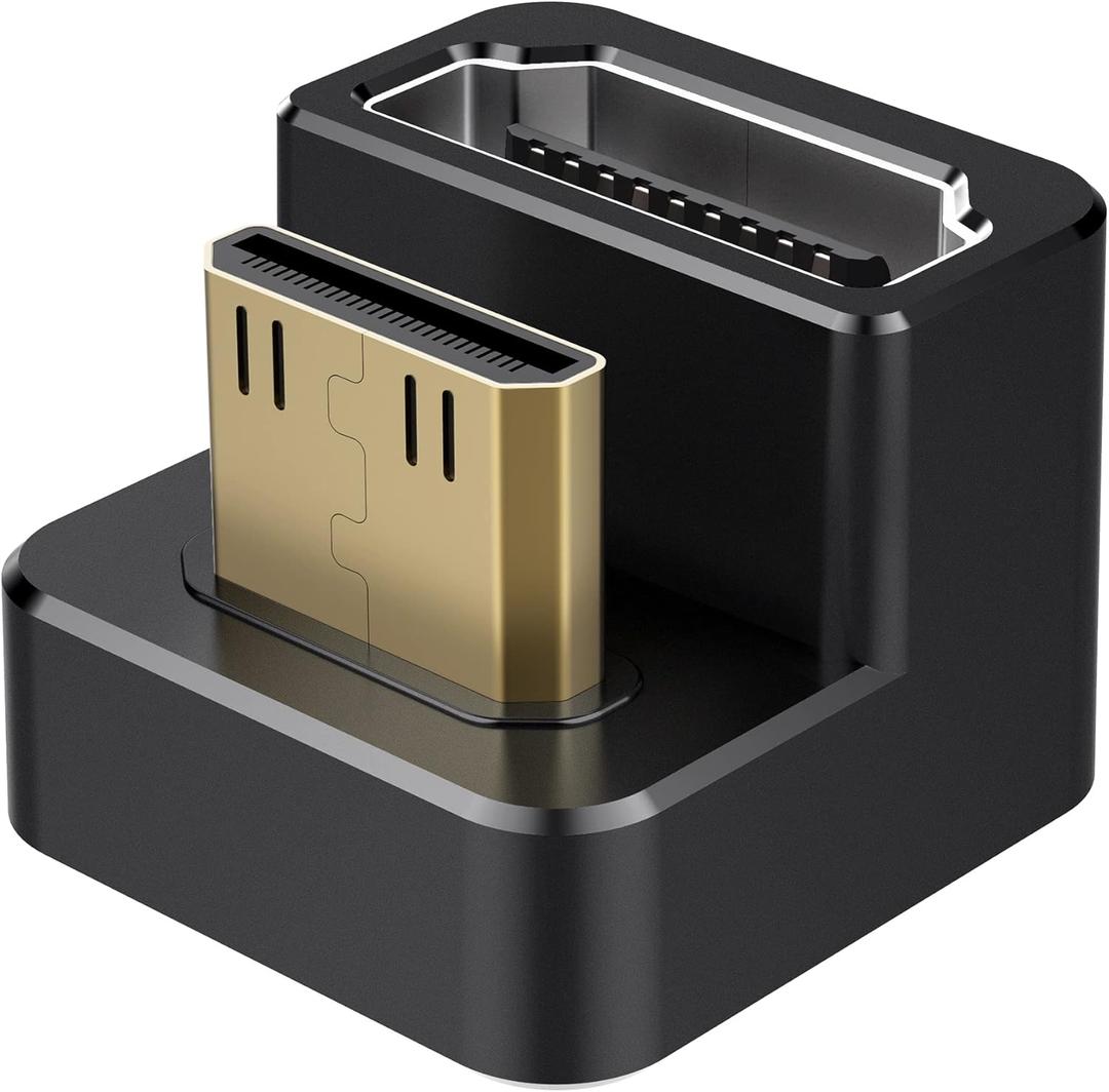 AGVEE 2 Pack (Long Side Inward) 180 Degree Angled Mini HDMI Male to HDMI Female Adapter, U-Shaped 4K@60HZ Converter Coupler Connector Extender for Portable Display Monitor Accessories, Black