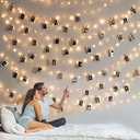 Photo Clip String Light - 33Ft 100LED Fairy Lights with Clips for Pictures With Timer, Photo Light with 50 Clear Clips for Bedroom Christmas Wedding Décor