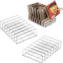 2 Pack Clear Acrylic CD Holder, DVD & CD Storage Box Display Rack, Vinyl Record Display Storage Stand, Holds Up To 14 Standard Cd Cases for Media Shelf Holders and Organization