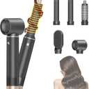 5 in 1 Hair Styler & Hot Air Brush - Air Curling Wrap with Low-Speed Negative Ion Technology, Hair Dryer Brush for Drying, Curling, Straightening & Styling, Hair Styling Tools at Home (Grey)