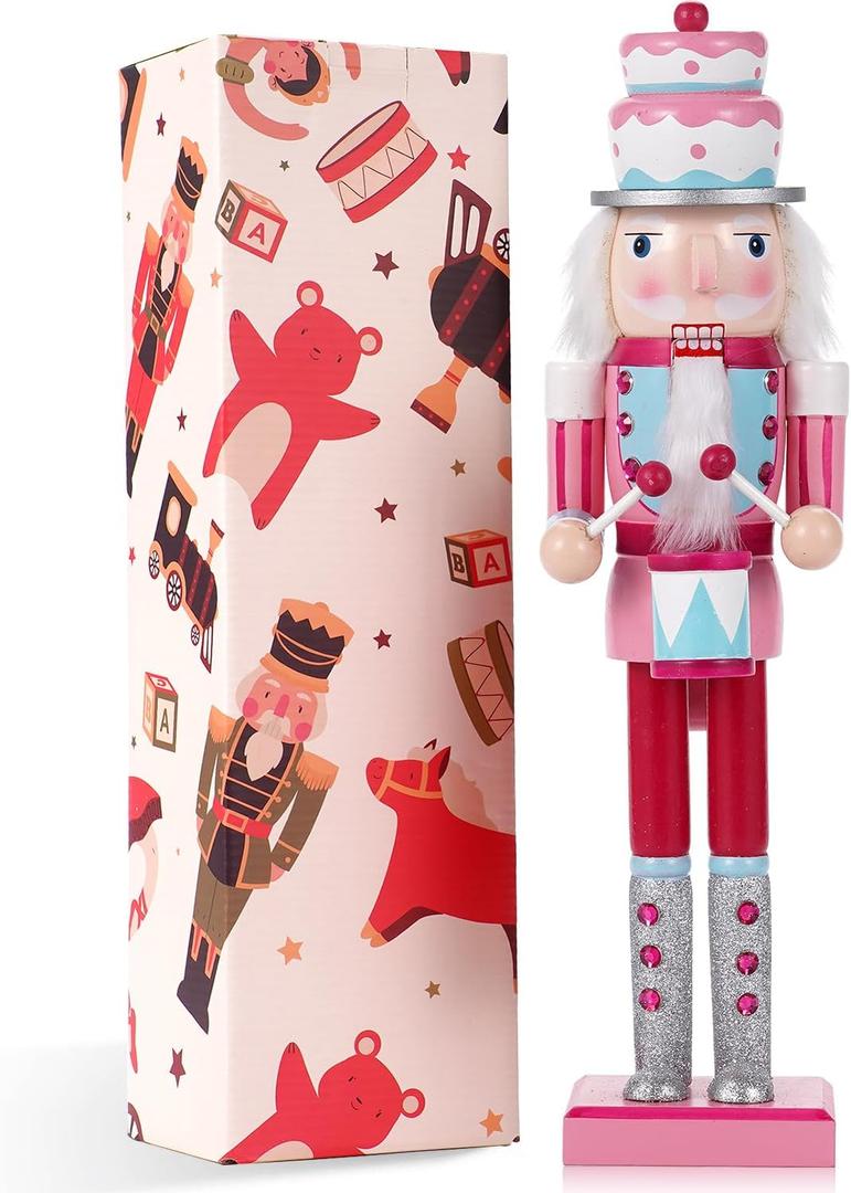 Christmas Decorations Nutcracker Ornaments,15 inch Traditional Wooden Nutcracker Figures Soldier,Festive Christmas Nutcracker Gift