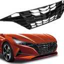 HECASA Front Grille Compatible with 2021-2023 Hyundai Elantra w/o Adaptive Cruise Control Bumper Grill Plastic Painted Black