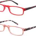 MODFANS Women Reading Glasses Men Readers,Narrow Lightweight Glossy Frame Flexible Spring Hinge Trendy?Small Eyeglasses Pouch Protect Comfort Match Wear