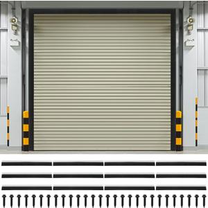 3" Garage Brush Seal Kit for Roll-up Doors 14 x 14ft Heavy Duty Nylon Brush with Aluminum Track Weatherproof Commercial Door Bottom Seal for Warehouse, Energy Saving, Pest Proof, Black