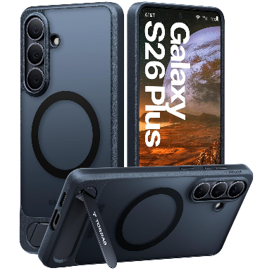 TORRAS Strong Magnetic & Seamless Stand for Samsung Galaxy S26 Plus Case, Fit for MagSafe, Mil-Grade Drop Protection, Adjustable Kickstand for Samsung Galaxy S26+ Case, Translucent Back/Black Edge