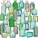 Yaomiao 30 Pcs Vases Bulk Colored Flower Glass Christmas Vases Bud Vintage Colored Glass Bottles Colorful Rustic Embossed for Home Wedding Table Decorations Gifts (Green Series)