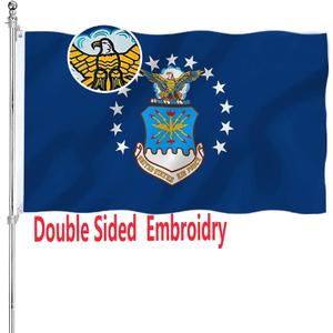 US Air Force Flag Embroidered Double Sided 3x5 Heavy Duty United States Military Flag 340D Polyester and Durable Canvas Header with 2 Brass Grommets