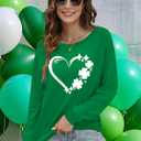 St Patricks Day Shirt Women Lucky Shmrock Shirts Cute Saint Patricks Day Green Clover Long Sleeve Blouse Tops (Small)