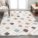 JONATHAN Y Trellis High-Low Multi/Cream Indoor Area Rug 3X5 ft, Astrid Retro for Living Room, Bedroom, Kitchen, Office, Easy-Cleaning, High Traffic, Pet-Friendly, Non-Shedding SNT103A-3