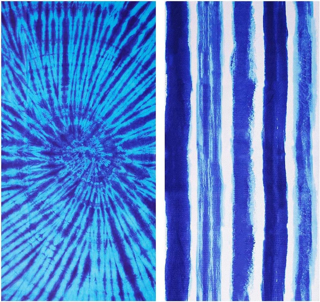 2 Packs Oversized Beach Towel Set Extra Large Big XL Pool Camping Swim Clearance Towels 36x72 Soft Blanket Cruise Essentials Accessories Must Haves Vacation Necessities Adult Gifts Stripe Boho Blue