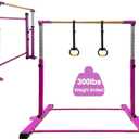 Gymnastic Kip Bar,Kids Girls Junior Ages 3-15,3' to 5' Adjustable Height,Home Gym Equipment,Home Training,1-4 Levels,260lbs Weight Capacity (PURPLE)