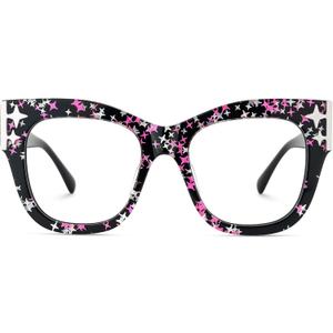 Zeelool Oversized Square Blue Light Glasses Acetate Frame for Women with Star ZJGA151789 Minfia (Blackpink)