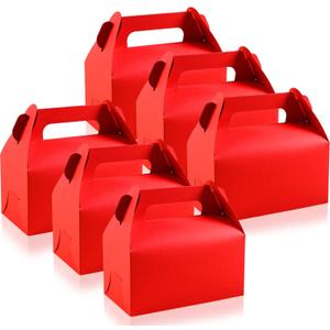 30 Pcs Gable Treat Boxes, Small Goodie Red Party Favor Cardboard Kraft Paper Gift Box for Dessert, Candy, Cookie - Birthday, Baby Shower, Mother's Day Favors, 4.5 x 3.1 x 5.1" (Red)