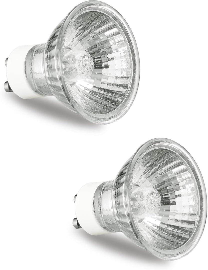 GODONLIF GU10 Halogen Bulb 120V 50W Halogen Light Bulbs for Candle Warmer Lamp, GU10+C, MR16 with Glass Cover, 2700K Warm White, Dimmable, Pack of 2
