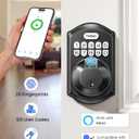 TEEHO TE012W WiFi Smart Lock, Fingerprint Door Lock with Built-in Wi-Fi, Keyless Entry Keypad Smart Deadbolt, App Remote Control, Alexa Compatible, IP55 Waterproof for Front Door Matte Black