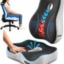 Seat Cushion and Lumbar Support Pillow Set, Back and Butt Support, Sciatica Relieving Coccyx Cushion, Hemorrhoid Cushion, Ergonomic Memory Foam Cushion&Pillow, Office Chair and Car Seat (Light Gray)