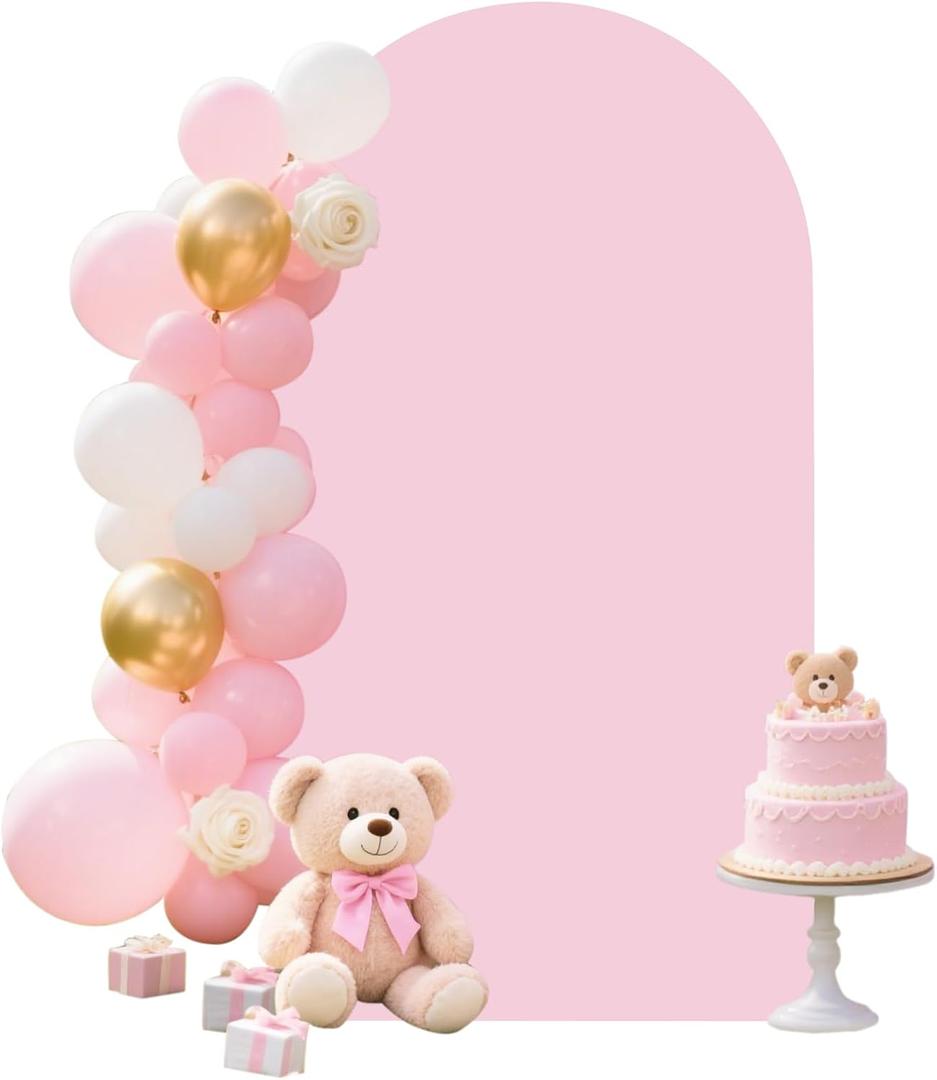 Light Pink Arch Backdrop Spandex Cover for 7.2ft Stand Frame Arch Covers Stretchy Backdrop Fabric for Wedding Bridal Shower Birthday Parties Decor Event Decorations