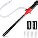 Portable Transfer Pump Battery Operated Electric Siphon Pump for Gas Fuel Diesel Transfer 3.5GPM Flow Oil Extractor - Ideal Gasoline Transfer Pump Easy to Use Hand Fuel Pump (Long Hose, Red)