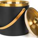 3L Double Wall Insulated Stainless Steel Ice Bucket with scoop for Cocktail Bar,Metal Ice Bucket for freezer with Lid for parties.ice Container to Keep Ice Colder,bar cart accessories(black) (3.0 Liters)