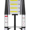 Telescoping Ladder with Hooks, 12.5 FT, 330 lb Capacity, Silver | Telescopic Extension Ladder with Auto-Lock Rungs, Anti-Slip Feet; Compact Storage for Home, Garage, Attic and Window Work