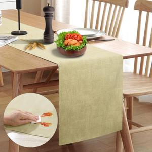 Waterproof Wipeable Table Runner, Thick Farmhouse Runner, Dresser Runner, Rustic Table Runner for Kitchen, Dining Room, Bedroom, Living Room, Indoor and Outdoor (36'', Beige) (36''(Fits Length 20''-28'' Table))