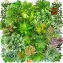 Tigeen 120 Pcs Artificial Plastic Succulents Realistic Textured Assorted Decorative Faux Succulent Fake Faux Succulents Unpotted for Lotus Landscape Garden Arrangement (Lovely Style)