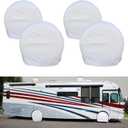 Tire Covers for RV Wheel Set of 4 Motorhome Wheel Covers Waterproof White Vinyl Tire Protectors/Tire Covers Fits 36" to 39" Tire Diameters