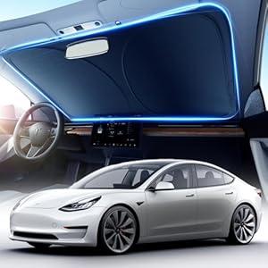 [2025 Upgrade] DMJN Windshield Sun Shade Car, [100% Sun Bolck & UV Reflective] Keep Car Cool & Interior Protection Sunshade, Flexible & Durable Sun Visor Universal Fit Large