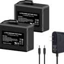 2Pack 5000mAh LI Polymer Battery Pack for Heated Gloves, Socks, Hats, Mittens, Vest, Jacket, Hand Muff, Boots, Hat, Knee Braces Suit Upgraded Version Battery with 8.4V DC Dual Battery Charger