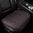 Front Car Seat Bottom Covers Brown, Universal Leather Front Seat Covers Bottom Protector 2 Pack, Anti-Slip and Full Wrapping Edge Compatible with Most of Vehicles - SUVs/Sedans/Pickup Trucks (StyleB-Lozenge)