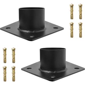 3 Inch Pier Mount Base - Heavy Duty Metal Post Light Adapter - Outdoor Bracket for Lights, Mailboxes, Light Poles & Flagpoles 2-Pack Black