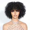 Black Spiral Curls Wigs Short 6 Inch Wig Glueless Wig with Bangs Kinky Curly Afro Wigs for Women Beginner Friendly 1B, 3C curls, Boucy and Chic