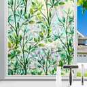 Donox Window Privacy Film, 3D Decorative Window Vinyl Decorative Stained Glass Window Film, Anti-UV Sun Blocker Heat Control for Home, 29.5 Inch x 6.5 Feet (with Installation Tool) (Leaf Rainbow)