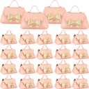 Dandat 24 Pcs PU Leather Bowknot Gift Boxes 5x3 Inch Reusable Candy Gift Favor Boxes with Bow Mini Bowknot Handbag Purse Bags with Handles for Wedding Baby Shower Birthday Party Favor Bag(Pink)