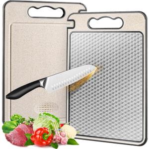 Cutting Board Double Sided, Stainless Steel Cutting Board Food-Grade Kitchen Chopping Board for Meat & Vegetables, Dishwasher Safe