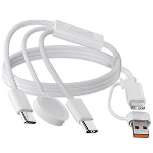 Travel Essentials for Apple Watch Charger, 100W 3 in 2 Dual USB C Multi Fast Charging Cable Portable USB C Cord for iPhone 17/16/15, iPad Pro, MacBook, Samsung, Google Pixel, iWatch Ultra/Series 1-10 (5FT)