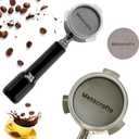 Espresso Portafilter 51mm Bottomless - Compatible for 51 mm Delonghi EC0680, E0685, SMEG & EUPA Coffee Machines - Open, Naked, Flat - Stainless Steel Filter Basket & Puck Screen Included (Black)