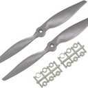 uxcell RC Propellers CW 10x5 Inch 2-Vane for Airplane Nylon Gray 2Pcs with Adapter Rings