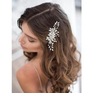 Unicra Bride Crystal Wedding Hair Comb Silver Bridal Headpiece Sparkly Rhinestone Hair Accessorie for Women and Girls (A-Silver)