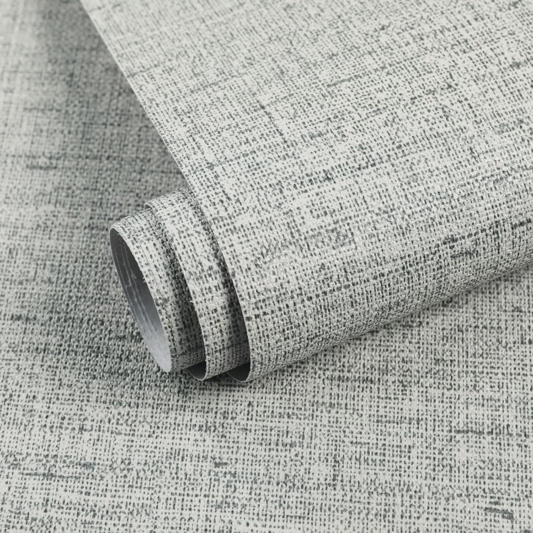 Fabric Wallpaper Textured Contact Paper Grasscloth Wallpaper 15.75"x590.6" | Peel and Stick Faux Linen Wall Paper Self Adhesive Removable Thick Vinyl Embossed Film for Bedroom Bathroom