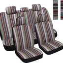 HAIYAOTIMES Baja Saddle Blanket Car Seat Covers Full Set with Seat Belt Pads, Washable Breathable Seat Covers for Cars, Universal Fit Interior Covers for Most Sedan Truck SUV, Airbag Compatible, Red