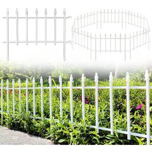 Metal Decorative Garden Fence 22" Wide x 18" High (5 Panels, Total Length 9.17 feet), Metal Border Folding Fence, Landscape Fencing for Flower Bed, Yard, Animal Barrier (White)