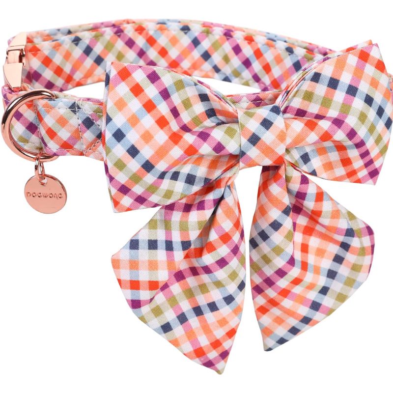 DOGWONG Fall Dog Collar with Removable Cute Bow Tie Adjustable Pet