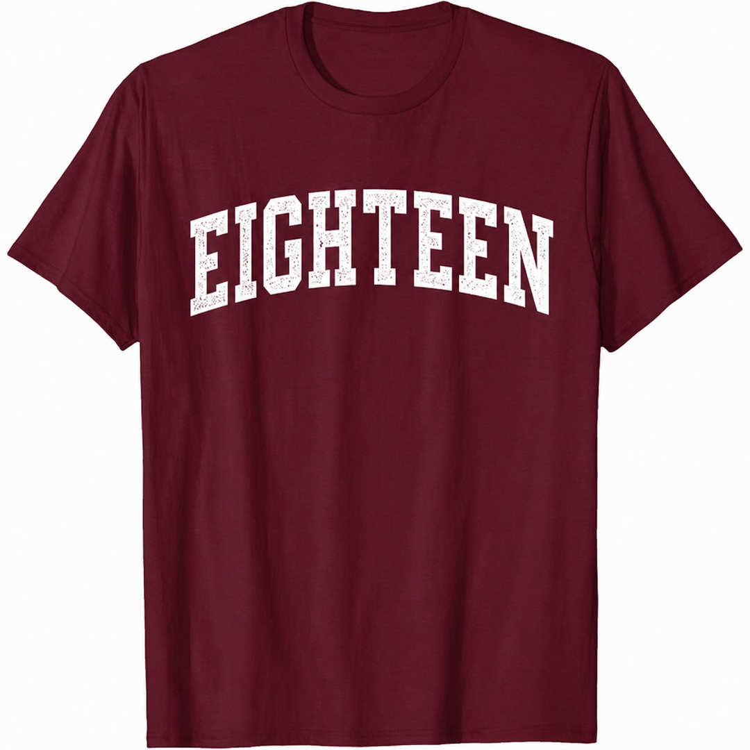 Eighteen Minimalist 18th Birthday Design 18-Year-Old T-Shirt, Size 2Xl
