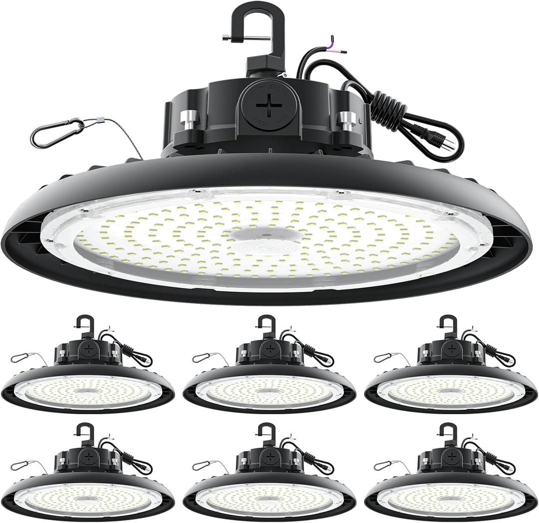 High Bay Lights LED UFO Light 240W LED Shop Lights 6000K IP65 Commercial Bay Lighting Fixture 43200 LM Super Bright, 5ft Cable Plug & Play for Warehouse Factory Garage Workshop Barn 6 Pack