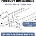 4-Pack Frameless Shower Door Bottom Seal for 1/4 Inch Thick Glass Doors Stop Shower Leaks and Create a Water Barrier (1/4 x 39)Bent