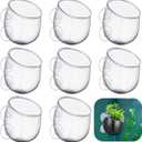 Dandat 8 Pcs Aquarium Plant Holder Pot Clear Glass Aquatic Plant Cup with Suction Cups Aquarium Fish Tank Pots for Aquaponic Cultivation Water Feature Decoration